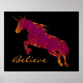 Poster Unicorne Artistique Peint Avec Croire Texte