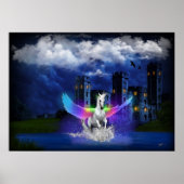 Poster Unicorne avec ailes arc-en-ciel (Devant)