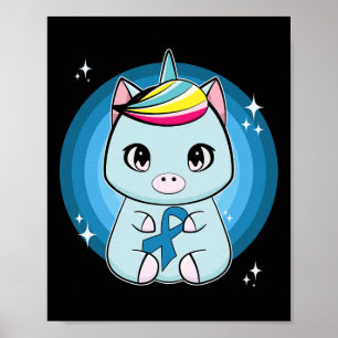Poster Unicorne avec ruban Sensibilisation au diabète