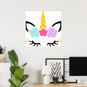 Poster Unicorne cils (Bureau à domicile)