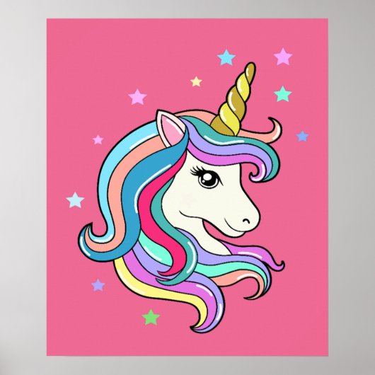 Poster Unicorne colorée (Devant)