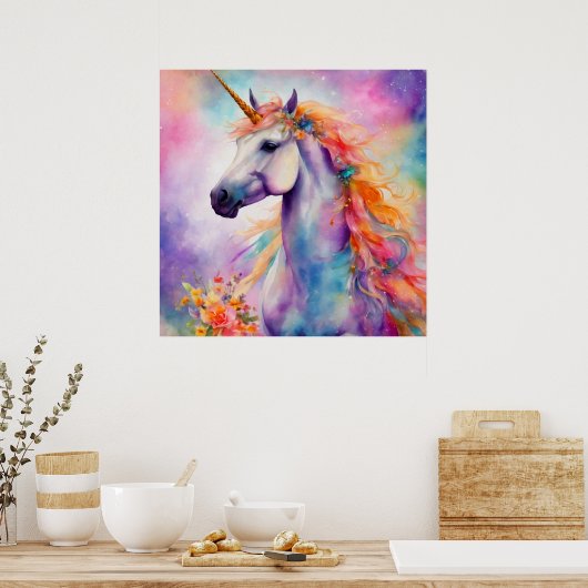 Poster Unicorne couleur Pastel (Cuisine)