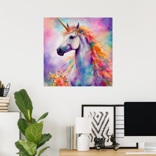 Poster Unicorne couleur Pastel (Bureau à domicile)