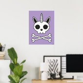 Poster Unicorne crâne et os croisés (Bureau à domicile)