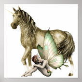Poster Unicorne d'or et fée timide Imprimer (Devant)