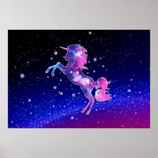 Poster Unicorne espace galaxie univers étoiles (Devant)