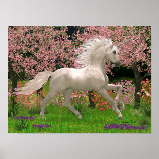 Poster Unicorne et Forêt (Devant)