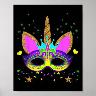 Poster Unicorne Et Masque Mardi Gras Filles Enfants Toodl