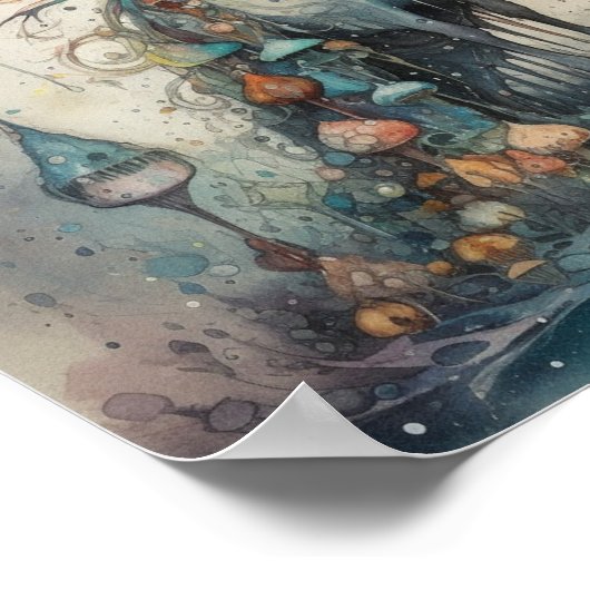 Poster Unicorne éthérique avec champignons mystiques (Coin)