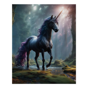 Poster Unicorne "Le Noir"