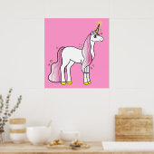 Poster Unicorne magique avec manne rose et queue (Cuisine)