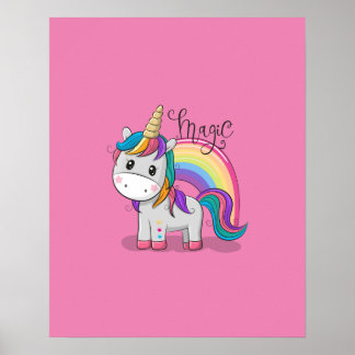 Poster Unicorne mignonne aux yeux grands
