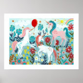 Poster Unicorne mignonne filles arc-en-ciel (Devant)