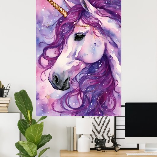 Poster Unicorne Purple Mane (Bureau à domicile)