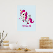 Poster Unicorne rose mignonne avec ailes (Cuisine)