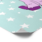 Poster Unicorne rose mignonne avec Stars Girl Nursery (Coin)