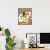 Poster Unicorne Rustique Personnalisé Faux Wood (Bureau à domicile)