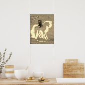 Poster Unicorne Rustique Personnalisé Faux Wood (Cuisine)