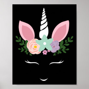 Poster Unicorne Visage Eyelashes Halloween Costume Avec F