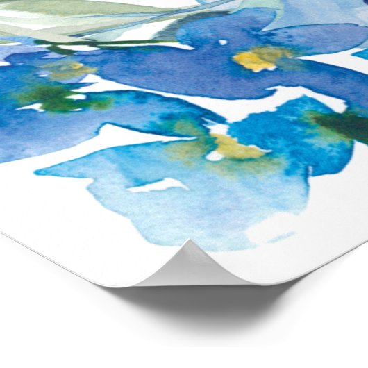 Poster Unicornes avec Fleurs Aquarelle Art Faux Canvas (Coin)