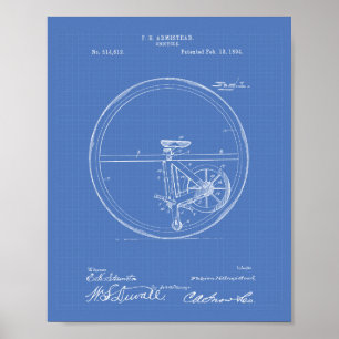 Poster Unicycle 1894 Brevet Plan directeur