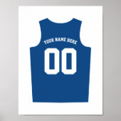 Poster Uniforme Basketball Personnaliser Bleu (Devant)