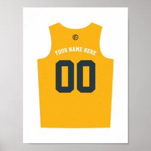 Poster Uniforme Basketball Personnaliser Bleu Jaun
