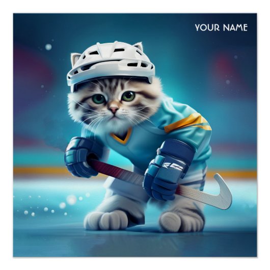 Poster Uniforme de hockey sur chat mignon Imaginaire (Devant)