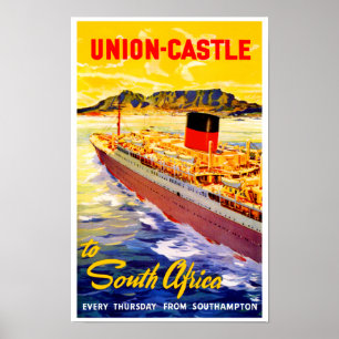 Poster Union Castle en Afrique du Sud