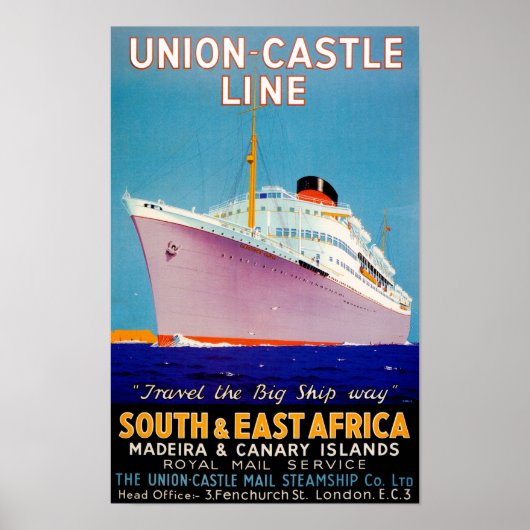 Poster Union Castle ~ The Big Ship Way (Devant)