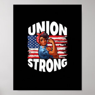 Poster Union Forte Joyeuse Fête du Travail Décor américai