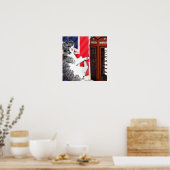 Poster union jack flag cabine téléphonique couronne kitty (Cuisine)