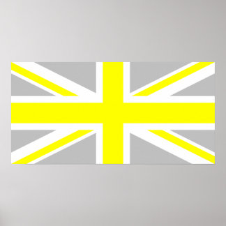 Poster Union Jack gris clair et jaune