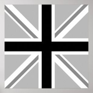 Poster Union Jack/monochrome de drapeau