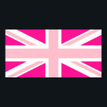 Poster Union Jack rose profond<br><div class="desc">Motif rose et rose profond à base de l'Union Jack.</div>