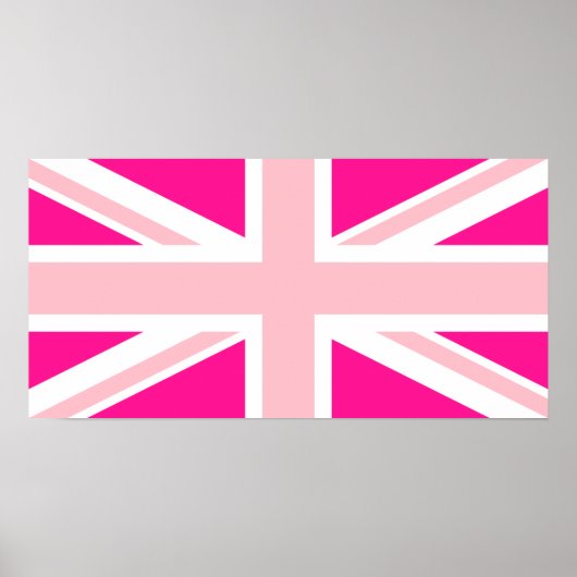 Poster Union Jack rose profond (Devant)