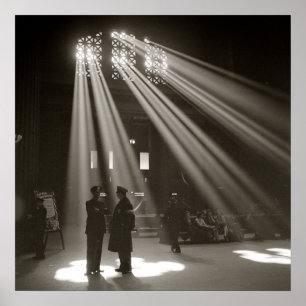 Poster Union Station Chicago, 1943. Photo vintage
