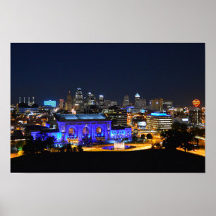 Poster Union Station en bleu, Kansas City (19x10)