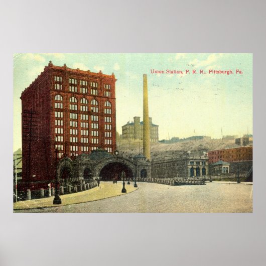 Poster Union Station, Pittsburgh PA 1910 Vintage (Devant)