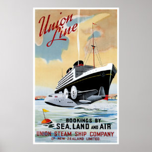 Poster Union Steam Ship Line Annonce Vintage