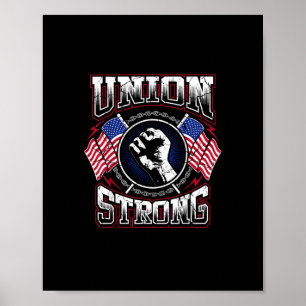 Poster Union Strong Pro - Manifestation syndicale des tra
