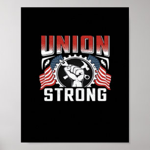 Poster Union Un drapeau américain fort Flag Fête du trava