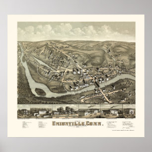 Poster Unionville, carte panoramique de CT - 1878