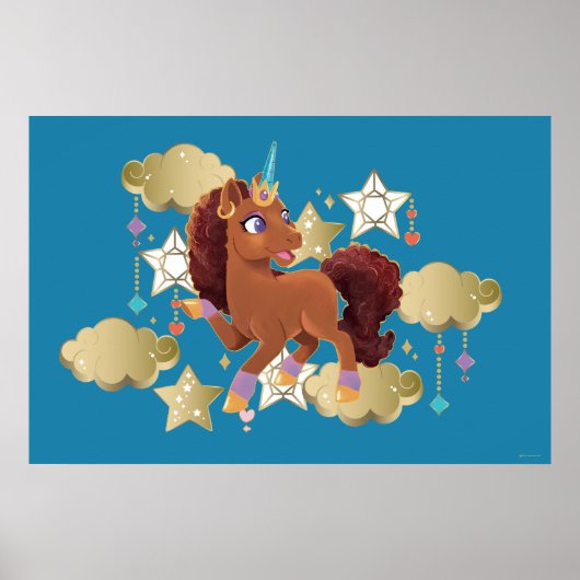 Poster Unique aux étoiles et aux nuages Unicorne (Devant)