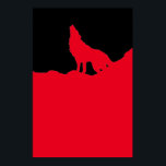 Poster Unique Black & Red Pop Art Wolf Silhouette<br><div class="desc">Howling Grey Wolf - Howling Wolf at Moon Pop Art - Wolf Howling at Moon Digital Artwork - Animal Art - College Pop Art - Wild Animals - World of Extreme Animals</div>