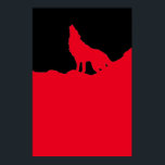 Poster Unique Black & Red Pop Art Wolf Silhouette<br><div class="desc">Howling Grey Wolf - Howling Wolf at Moon Pop Art - Wolf Howling at Moon Digital Artwork - Animal Art - College Pop Art - Wild Animals - World of Extreme Animals</div>