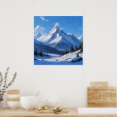 Poster Unique Blue Mountains Peinture Paysage (Cuisine)