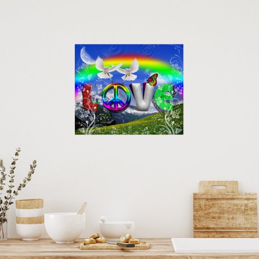 Poster Unique Conçu Surreal Peace and Love Art (Cuisine)