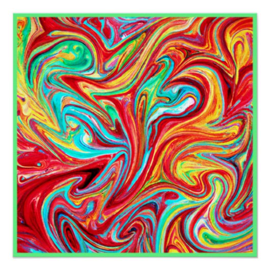 Poster Unique Couleurs Lumineuses Peinture Motif. Command (Devant)