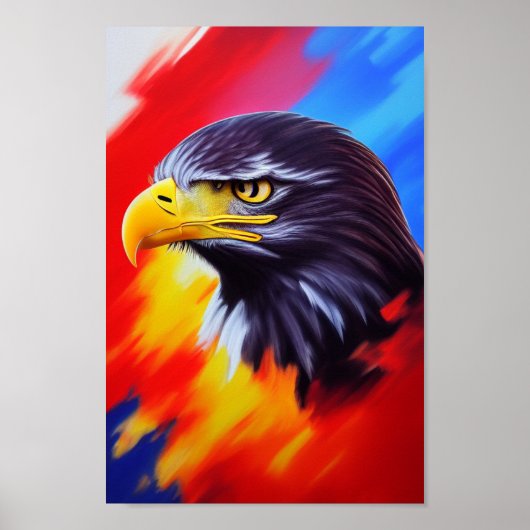 Poster Unique Elegant Majestic Eagle Art numérique arc-en (Devant)